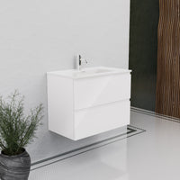 Inda - Mobile bagno L.80 con lavabo lucido / Bianco lucido 2 cassetti - Rubino
