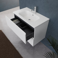 Inda - Mobile bagno L.80 con lavabo opaco / Bianco opaco 2 cassetti - Rubino