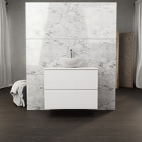 Inda - Mobile bagno L.80 con lavabo in appoggio / Bianco opaco 2 cassetti - Rubino