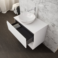 Inda - Mobile bagno L.80 con lavabo in appoggio / Bianco opaco 2 cassetti - Rubino