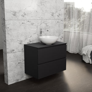 Inda - Mobile bagno L.80 con lavabo in appoggio / Nero opaco 2 cassetti - Rubino