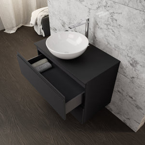 Inda - Mobile bagno L.80 con lavabo in appoggio / Nero opaco 2 cassetti - Rubino