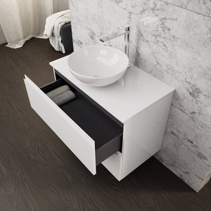 Inda - Mobile bagno L.80 con lavabo in appoggio / Bianco lucido 2 cassetti - Rubino