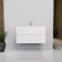 Inda - Mobile bagno L.100 con lavabo lucido / Bianco opaco 2 cassetti - Rubino