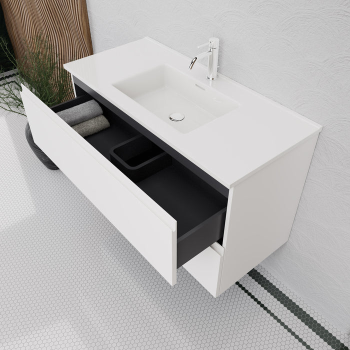 Inda - Mobile bagno L.100 con lavabo lucido / Bianco opaco 2 cassetti - Rubino