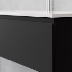 Inda - Mobile bagno L.100 con lavabo lucido / Nero opaco 2 cassetti - Rubino