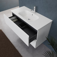 Inda - Mobile bagno L.100 con lavabo opaco / Bianco opaco 2 cassetti - Rubino