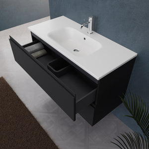 Inda - Mobile bagno L.100 con lavabo opaco / Nero opaco 2 cassetti - Rubino