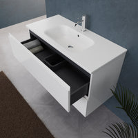 Inda - Mobile bagno L.100 con lavabo opaco / Bianco lucido 2 cassetti - Rubino