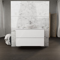 Inda - Mobile bagno L.100 con lavabo in appoggio / Bianco lucido 2 cassetti - Rubino