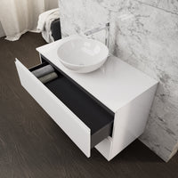 Inda - Mobile bagno L.100 con lavabo in appoggio / Bianco lucido 2 cassetti - Rubino