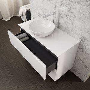 Inda - Mobile bagno L.100 con lavabo in appoggio / Bianco lucido 2 cassetti - Rubino