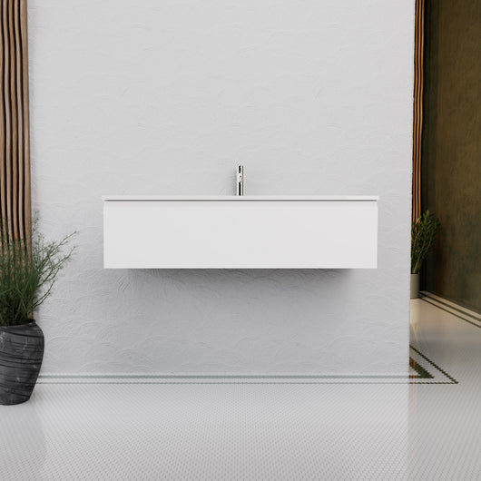 Inda - Mobile bagno L.120 con lavabo lucido / Bianco opaco 1 cassetto - Rubino