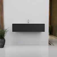 Inda - Mobile bagno L.120 con lavabo lucido / Nero opaco 1 cassetto - Rubino