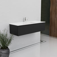 Inda - Mobile bagno L.120 con lavabo lucido / Nero opaco 1 cassetto - Rubino
