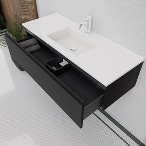 Inda - Mobile bagno L.120 con lavabo lucido / Nero opaco 1 cassetto - Rubino