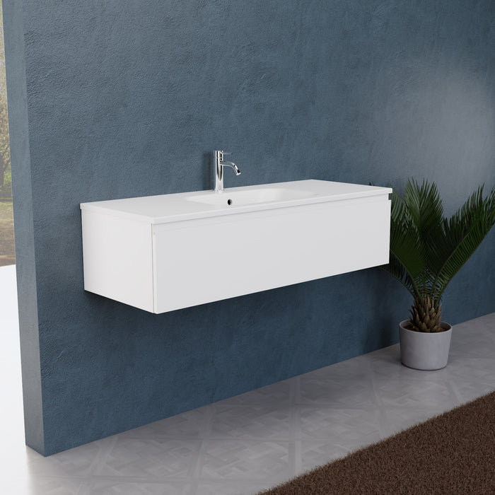 Inda - Mobile bagno L.120 con lavabo opaco / Bianco opaco 1 cassetto - Rubino