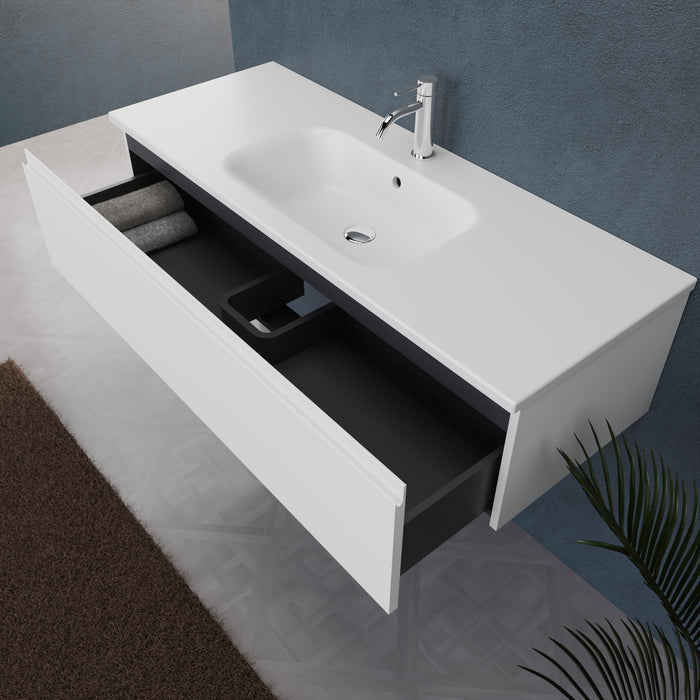 Inda - Mobile bagno L.120 con lavabo opaco / Bianco opaco 1 cassetto - Rubino