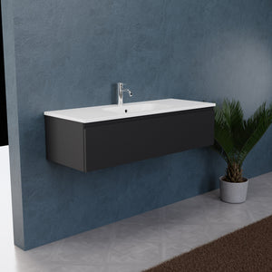 Inda - Mobile bagno L.120 con lavabo opaco / Nero opaco 1 cassetto - Rubino