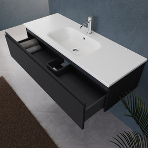 Inda - Mobile bagno L.120 con lavabo opaco / Nero opaco 1 cassetto - Rubino