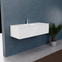 Inda - Mobile bagno L.120 con lavabo opaco / Bianco lucido 1 cassetto - Rubino