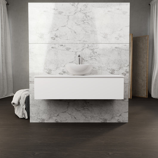 Inda - Mobile bagno L.120 con lavabo in appoggio / Bianco opaco 1 cassetto - Rubino