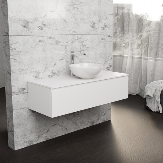 Inda - Mobile bagno L.120 con lavabo in appoggio / Bianco opaco 1 cassetto - Rubino