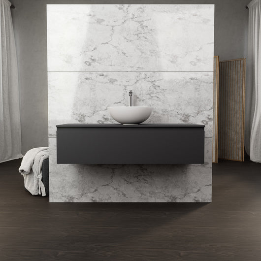 Inda - Mobile bagno L.120 con lavabo in appoggio / Nero opaco 1 cassetto - Rubino