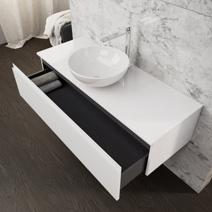 Inda - Mobile bagno L.120 con lavabo in appoggio / Bianco lucido 1 cassetto - Rubino