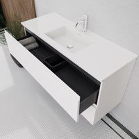 Inda - Mobile bagno L.120 con lavabo lucido / Bianco opaco 2 cassetti - Rubino