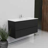 Inda - Mobile bagno L.120 con lavabo lucido / Nero opaco 2 cassetti - Rubino
