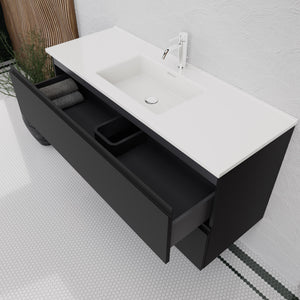 Inda - Mobile bagno L.120 con lavabo lucido / Nero opaco 2 cassetti - Rubino