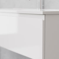 Inda - Mobile bagno L.120 con lavabo lucido / Bianco lucido 2 cassetti - Rubino