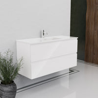 Inda - Mobile bagno L.120 con lavabo lucido / Bianco lucido 2 cassetti - Rubino