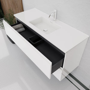 Inda - Mobile bagno L.120 con lavabo lucido / Bianco lucido 2 cassetti - Rubino