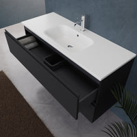 Inda - Mobile bagno L.120 con lavabo opaco / Nero opaco 2 cassetti - Rubino