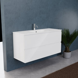 Inda - Mobile bagno L.120 con lavabo opaco / Bianco lucido 2 cassetti - Rubino