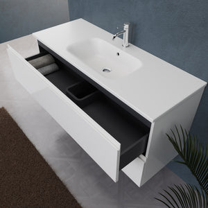 Inda - Mobile bagno L.120 con lavabo opaco / Bianco lucido 2 cassetti - Rubino
