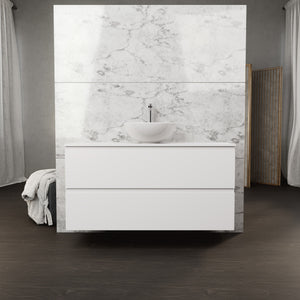 Inda - Mobile bagno L.120 con lavabo in appoggio / Bianco opaco 2 cassetti - Rubino