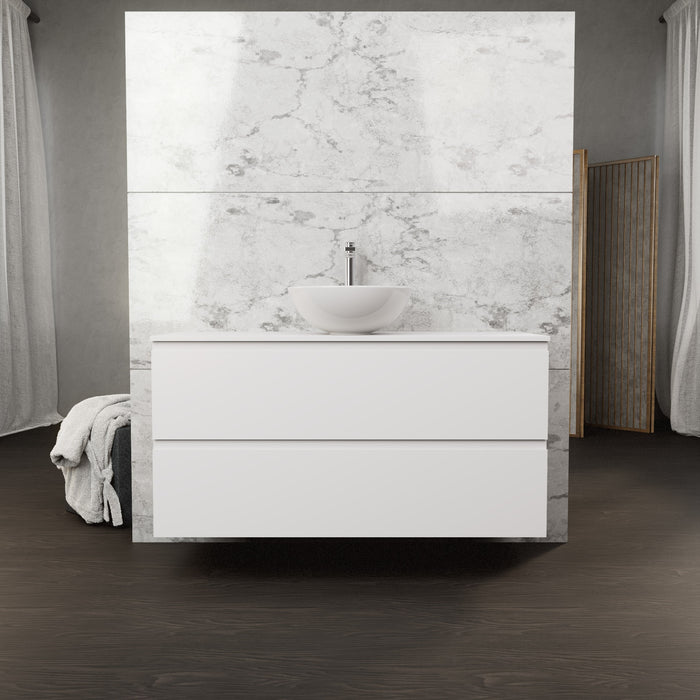 Inda - Mobile bagno L.120 con lavabo in appoggio / Bianco opaco 2 cassetti - Rubino