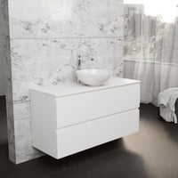 Inda - Mobile bagno L.120 con lavabo in appoggio / Bianco opaco 2 cassetti - Rubino