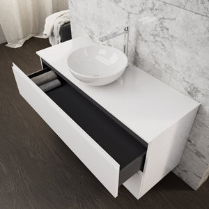 Inda - Mobile bagno L.120 con lavabo in appoggio / Bianco lucido 2 cassetti - Rubino