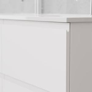 Inda - Mobile bagno L.120 con doppio lavabo lucido / Bianco opaco 4 cassetti - Rubino