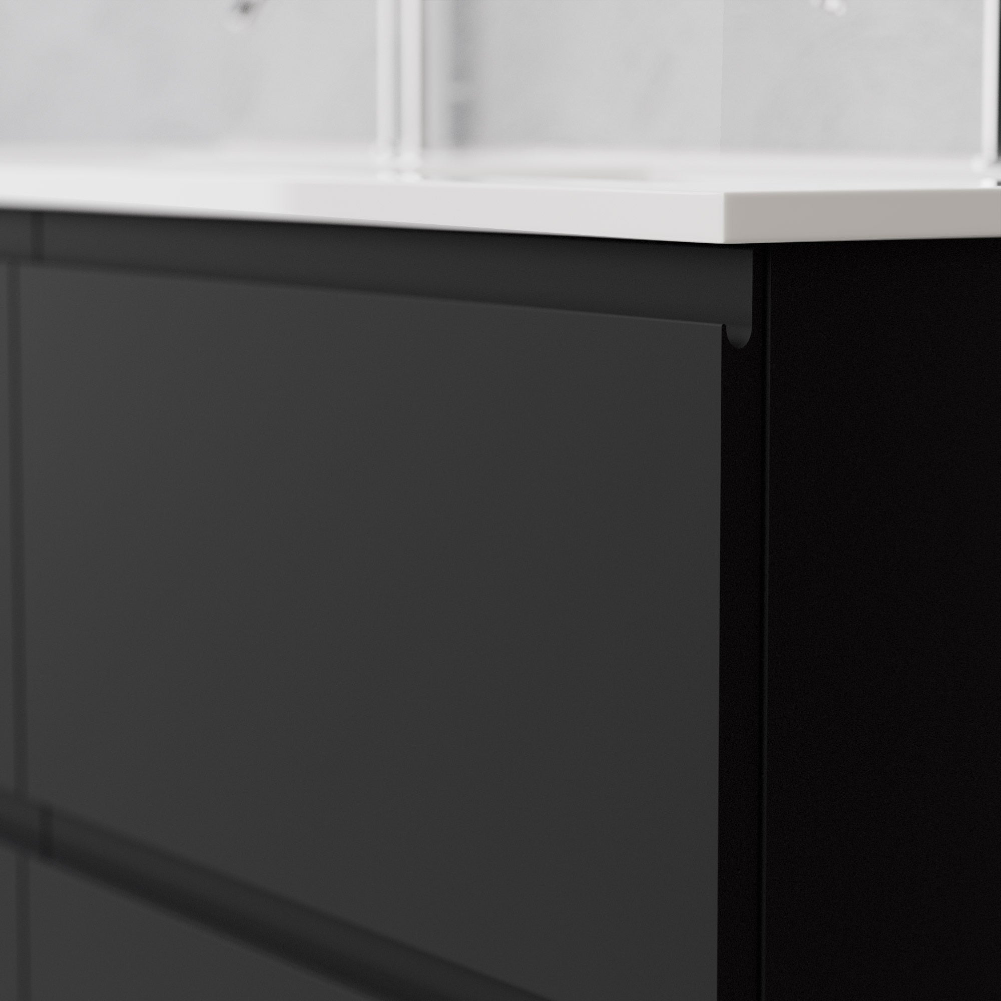 Inda - Mobile bagno L.120 con doppio lavabo lucido / Nero opaco 4 cassetti - Rubino