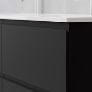 Inda - Mobile bagno L.120 con doppio lavabo lucido / Nero opaco 4 cassetti - Rubino