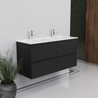 Inda - Mobile bagno L.120 con doppio lavabo lucido / Nero opaco 4 cassetti - Rubino
