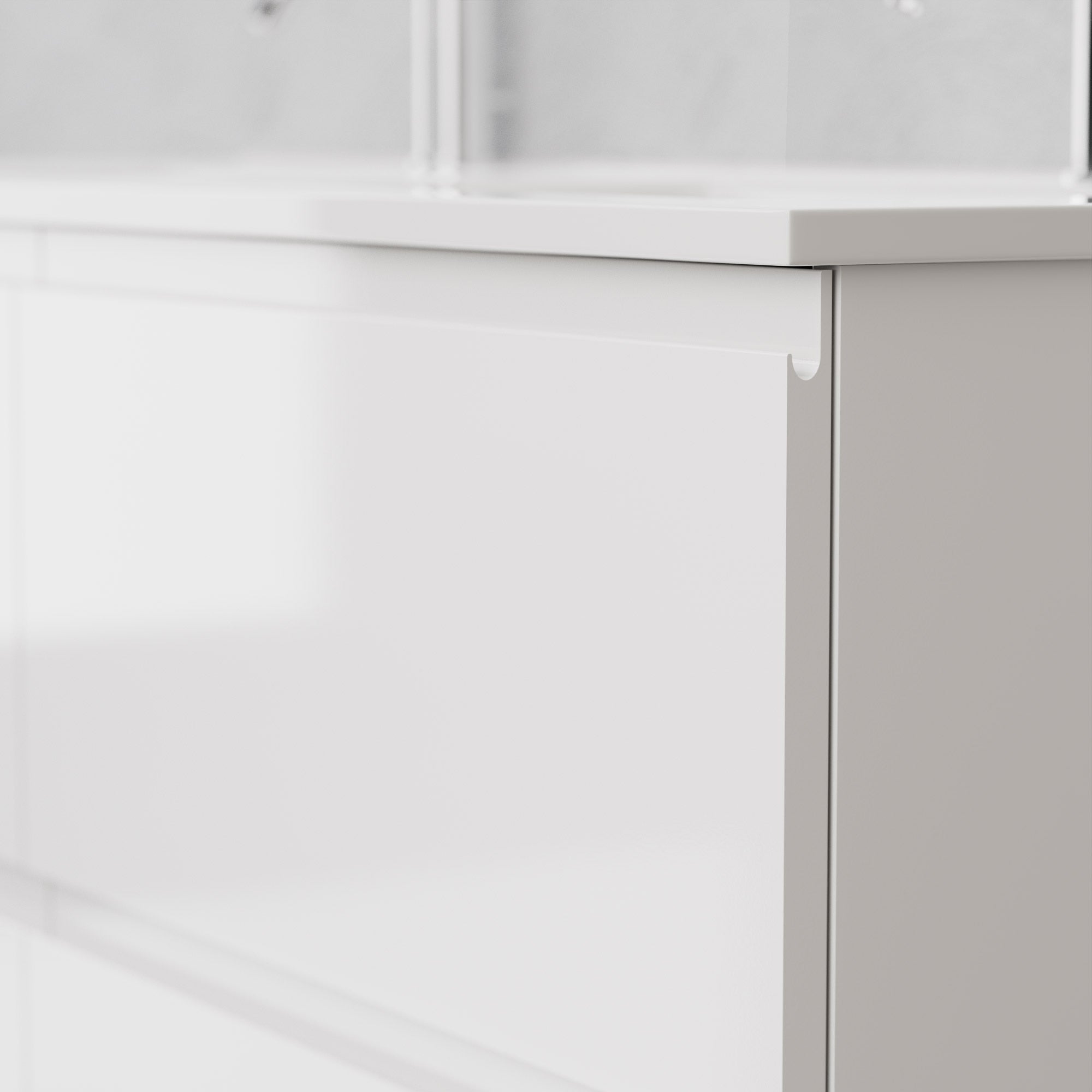 Inda - Mobile bagno L.120 con doppio lavabo lucido / Bianco lucido 4 cassetti - Rubino