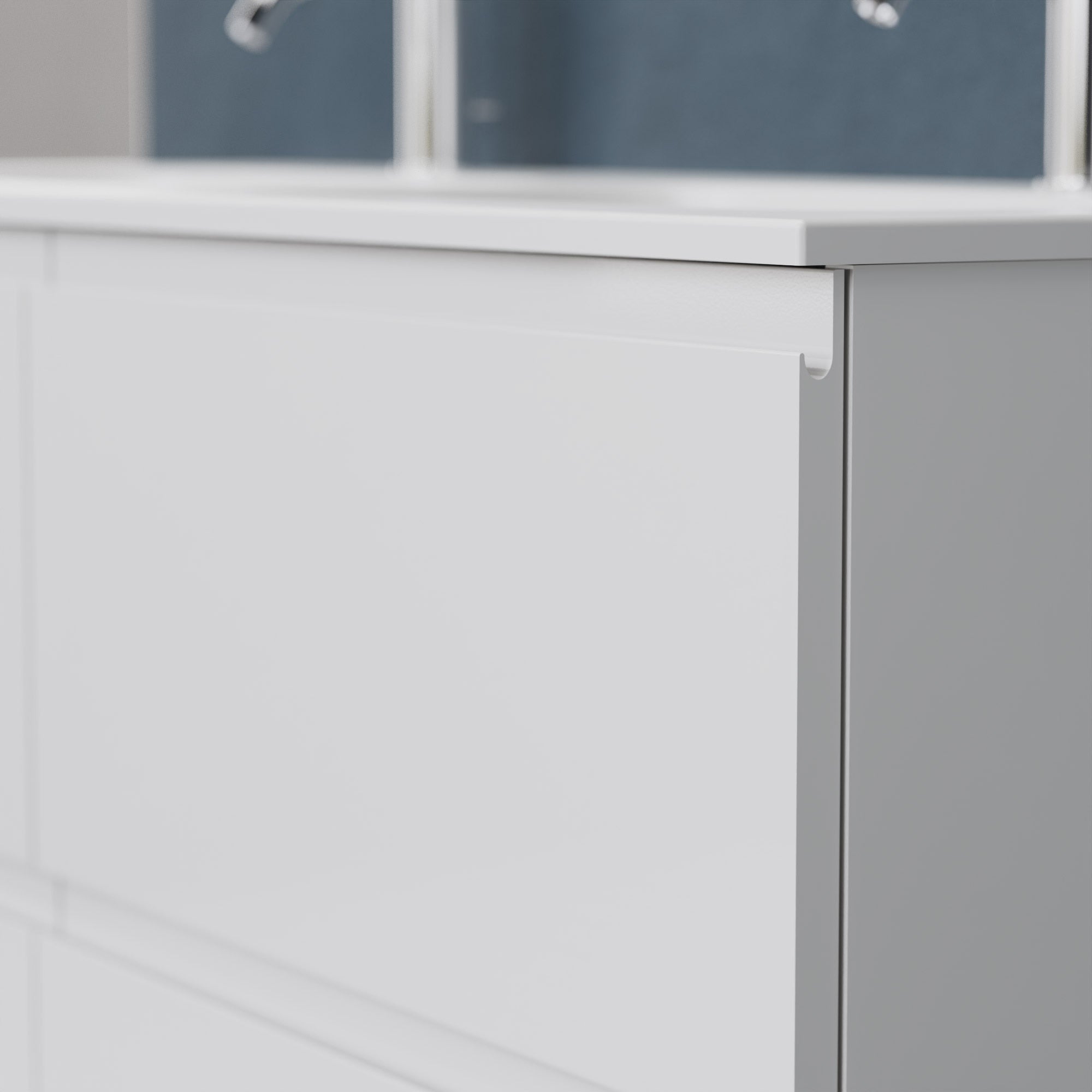 Inda - Mobile bagno L.120 con doppio lavabo opaco / Bianco lucido 4 cassetti - Rubino