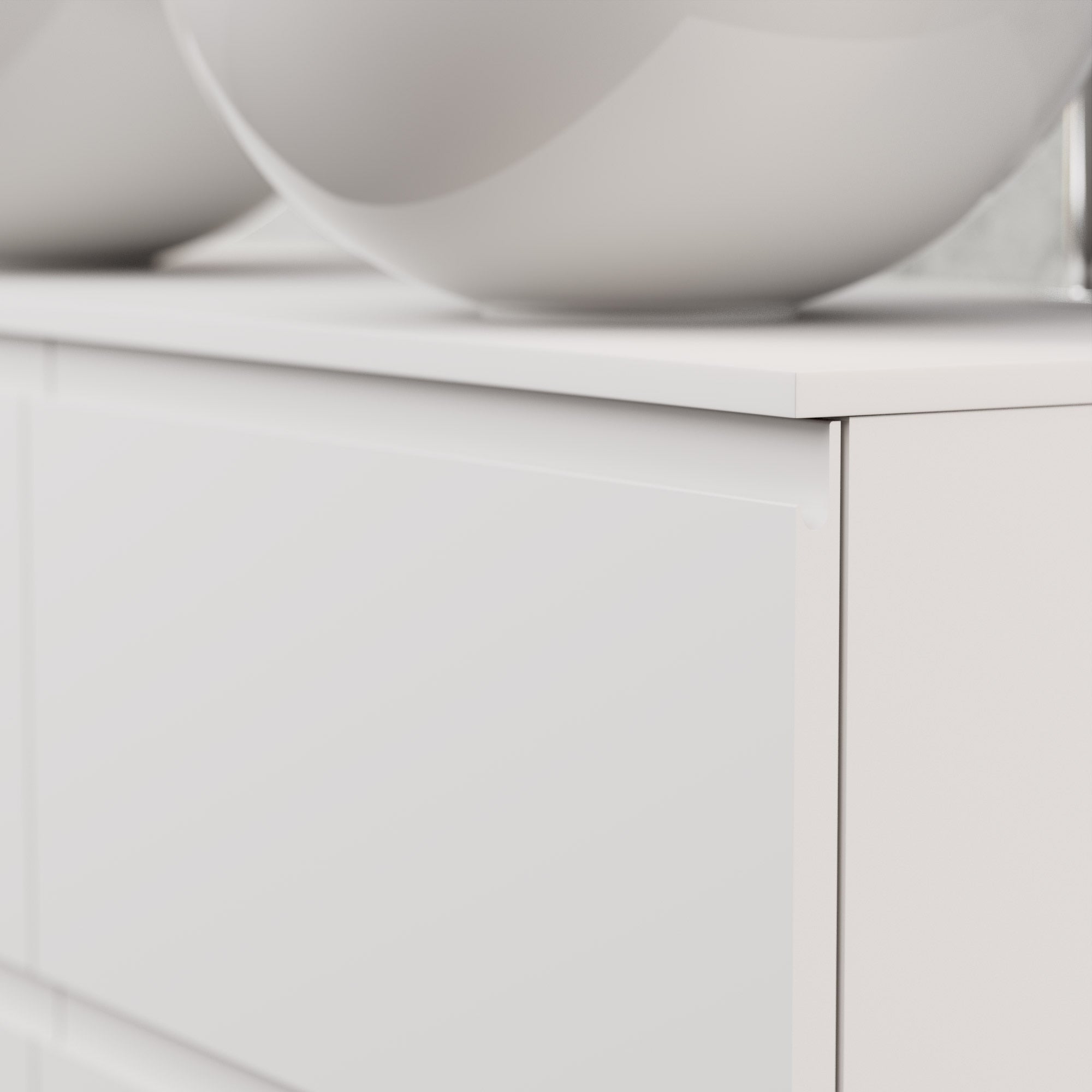 Inda - Mobile bagno L.120 con doppio lavabo in appoggio / Bianco opaco 4 cassetti - Rubino