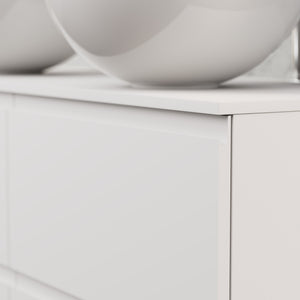 Inda - Mobile bagno L.120 con doppio lavabo in appoggio / Bianco opaco 4 cassetti - Rubino